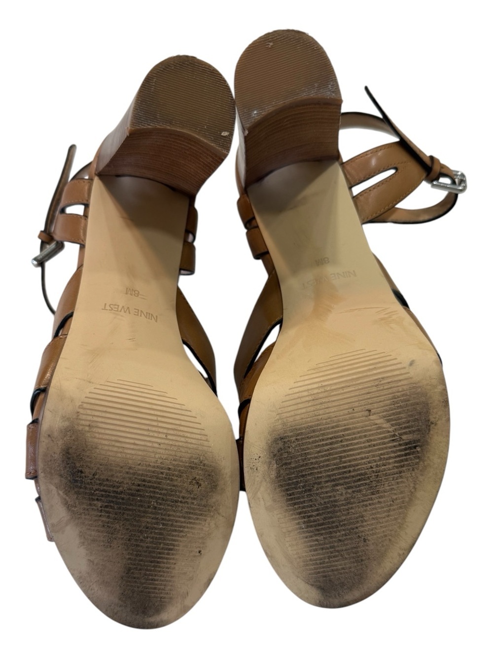 Nine West Delilah Leather Platform Sandals Heels Size 8 - Picture 8 of 9